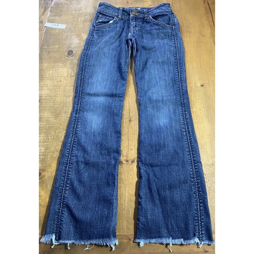 Vintage Y2K Hudson Signature Flare Jeans Women Boot‎ Cut Flap Pocket Dark Sz 25